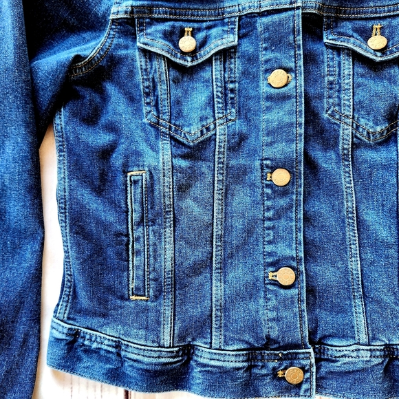 J. Crew Factory "Classic Jean Jacket" Blue Indigo Denim Copper Buttons | Size XS - Picture 3 of 12